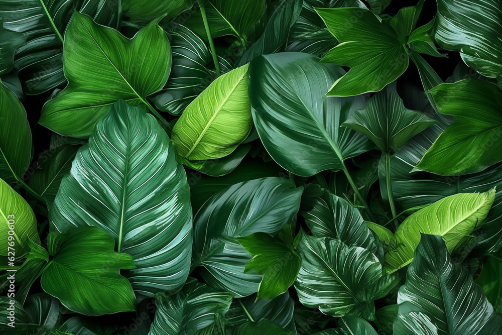 Obraz premium vintage forest green nature jungle leaf tree colourful palm tropical background. Generative AI.