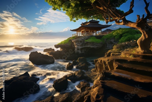 Serene Balinese Temple by the Sea, Generative AI 