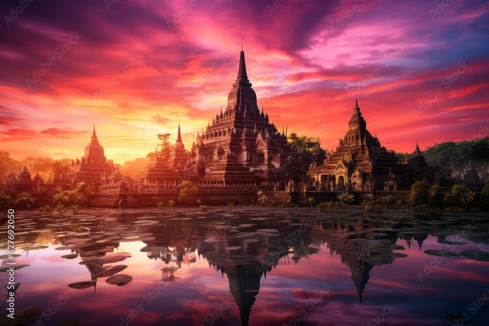 Obraz premium Serene Sunrise Over Mount Bromo, Generative AI