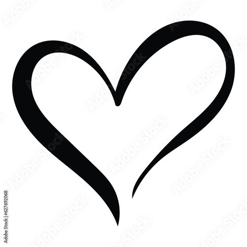 Hand drawn heart symbol love icon for romantic trendy doodle art for decoration element in a glyph pictogram illustration