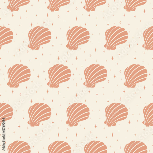 Pink pearl shell childish illustration seamless pattern print