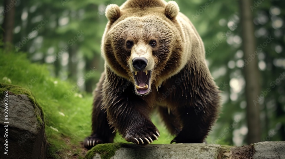 A beautiful view of bear in nature. Generative AI. A beautiful view of bear in nature. Generative AI.