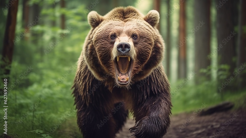 Fototapeta premium A beautiful view of bear in nature. Generative AI.