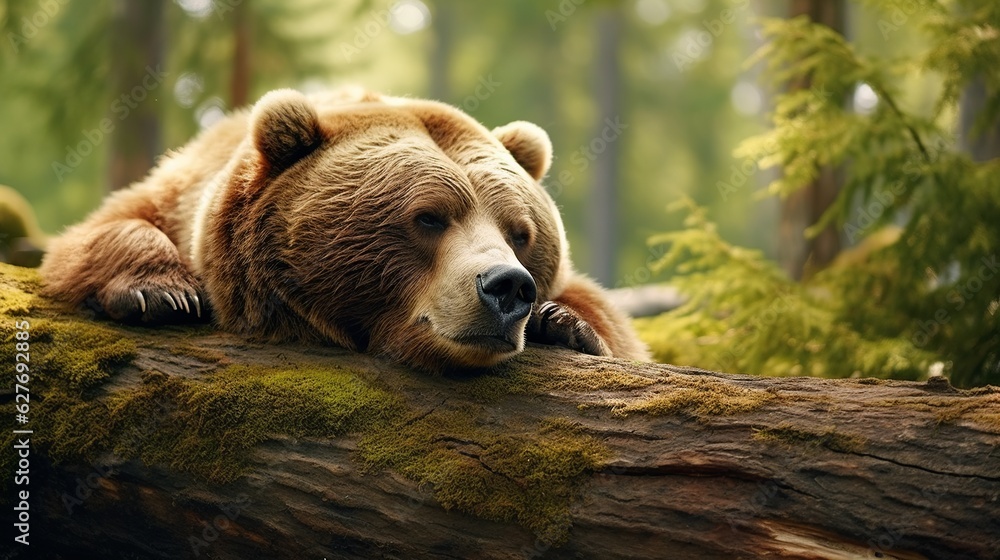 Fototapeta premium A beautiful view of bear in nature. Generative AI.