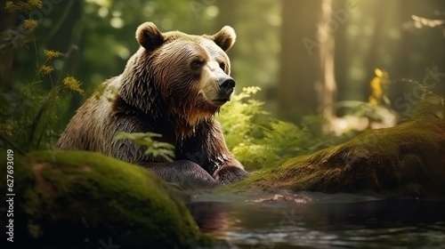 A beautiful view of bear in nature. Generative AI. © joseduardo