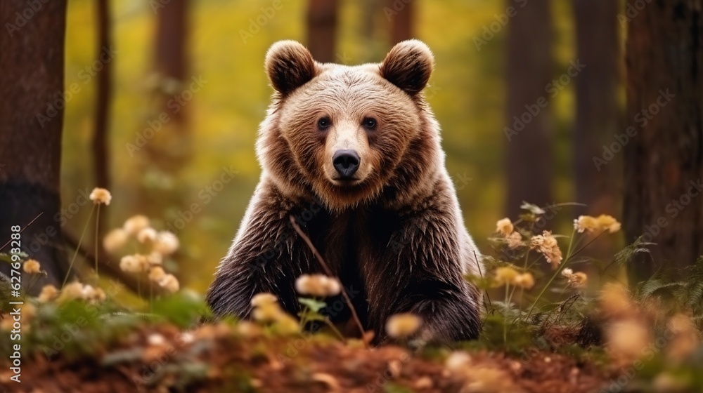 A beautiful view of bear in nature. Generative AI. A beautiful view of bear in nature. Generative AI.