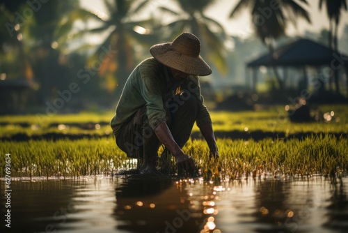  Traditional Indonesian Farmer Working  Generative AI
