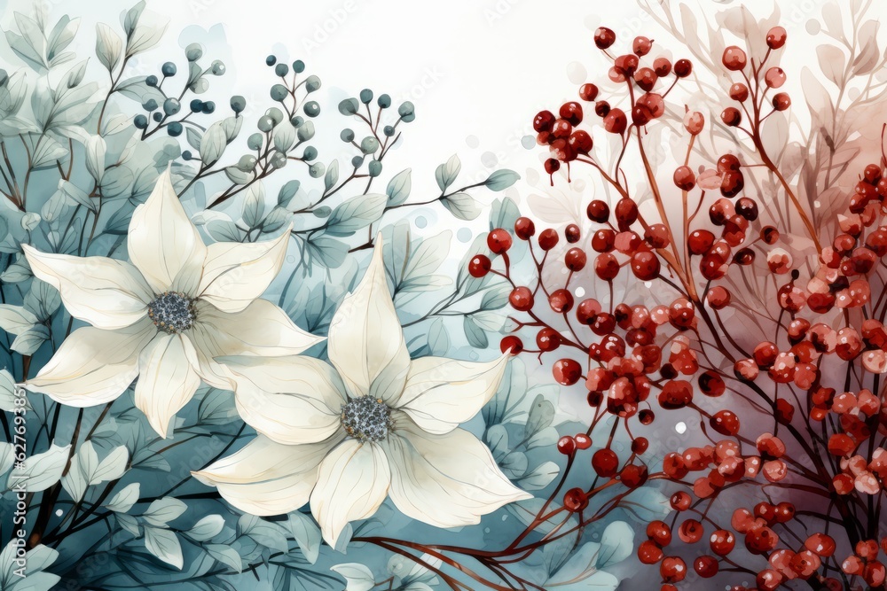 Beautiful flowers on white background. Illustration picture. Generative AI Beautiful flowers on white background. Illustration picture. Generative AI
