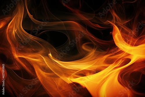 abstract Fire flames on black background. generative ai