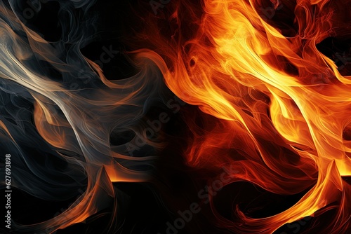 abstract Fire flames on black background. generative ai