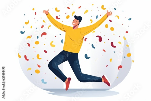 Happy people. jumping for joy. celebrate victory. celebrate success. llustration in flat style on white background. generative ai