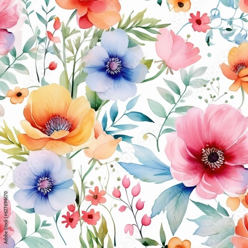 seamless pattern background of vintage flowers. generative ai