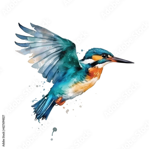 Kingfisher watercolor paint  © Florin