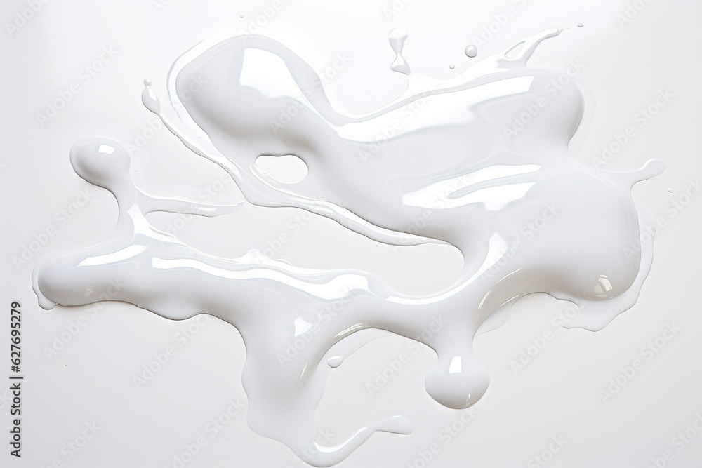 Cream texture, cosmetic lotion, white color. on white background. generative ai Cream texture, cosmetic lotion, white color. on white background. generative ai