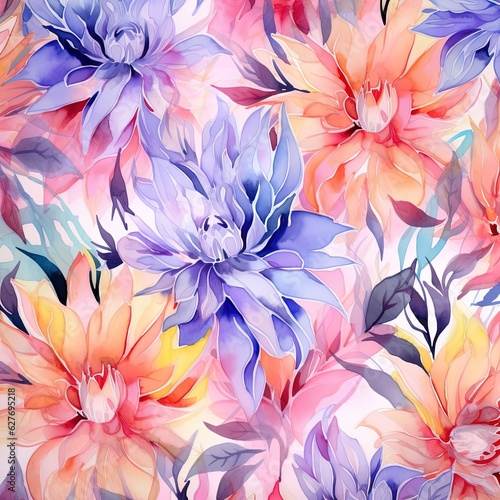 Beautiful spring flowers detailed with watercolor. generative ai