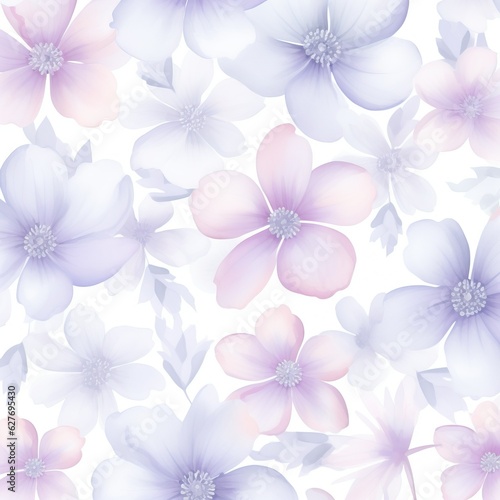 Pastel pink violet watercolor flowers on white background. generative ai