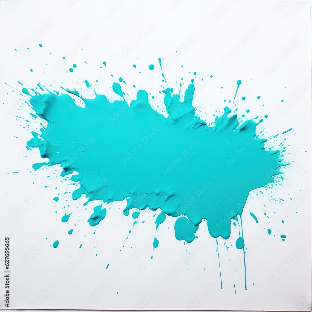 Obraz premium Vector paint splashes. Turquoise pastel splash paint on white background. stain colored banner sign. generative ai