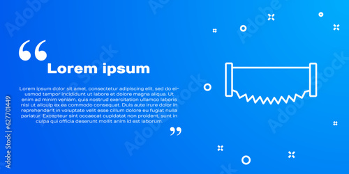 White line Two-handed saw icon isolated on blue background. Vector