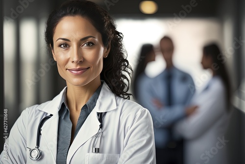 portrait of a confident female doctor. Generative AI 