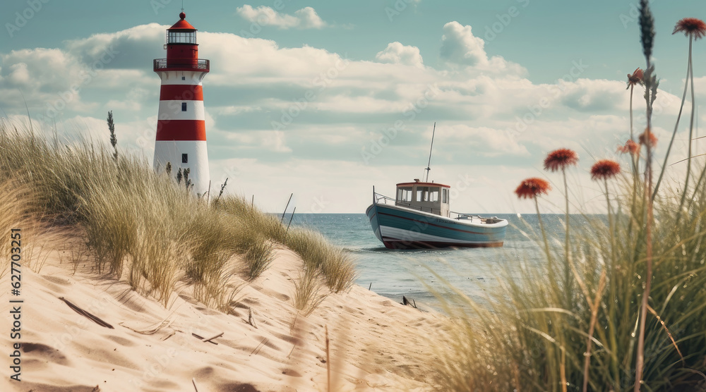 Papier peint photo avec lighthouse on the coast #627703251