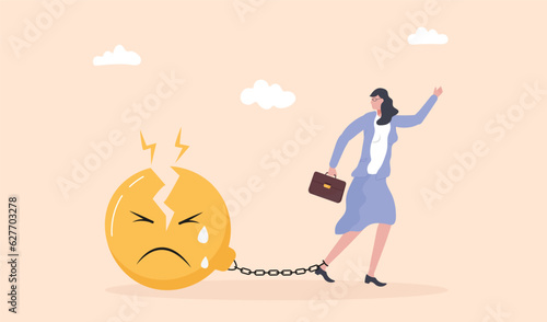 Stressed burden, anxiety or negative thoughts. Burnout in professional life, emotional collapse concept vector.