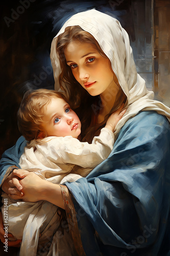 Valokuva Holy Mary holding baby Jesus Christ in her arms