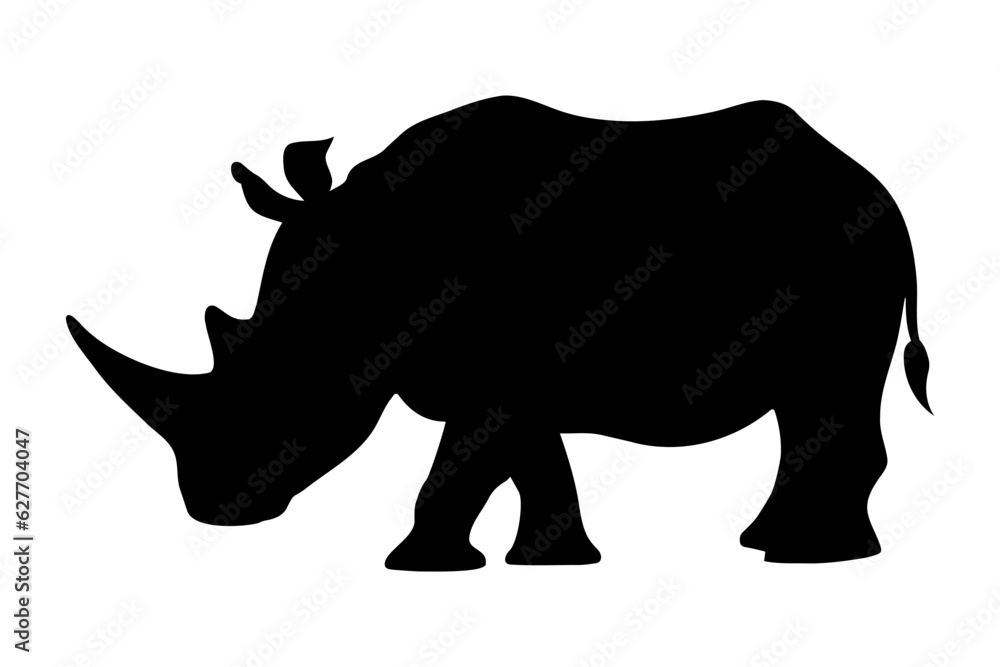 Fototapeta premium Rhino standing silhouette. Vector illustration
