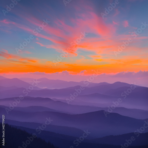 mountain ridge silhouette at the twilight