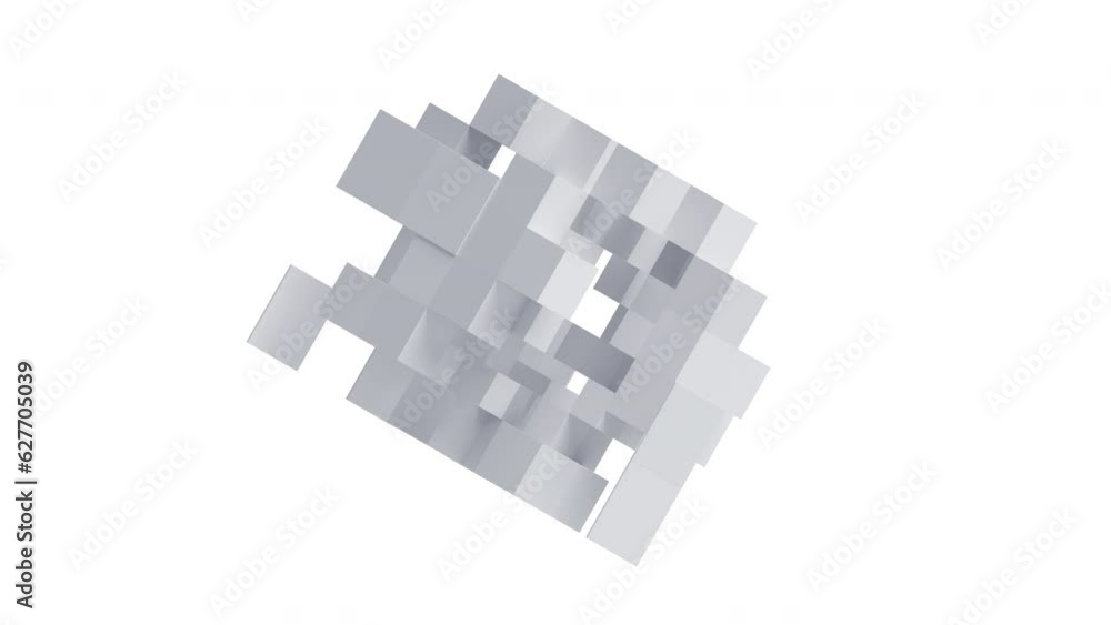 Abstract 3d animation, white rotating cube, 4k video Abstract 3d animation, white rotating cube, 4k video