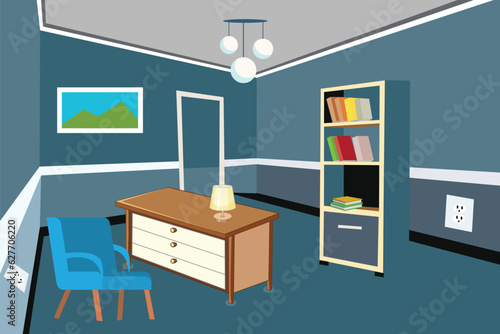 Illustration of the living room with table light color.