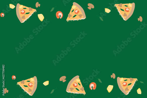 The shrimp cocktail pizza background in green color