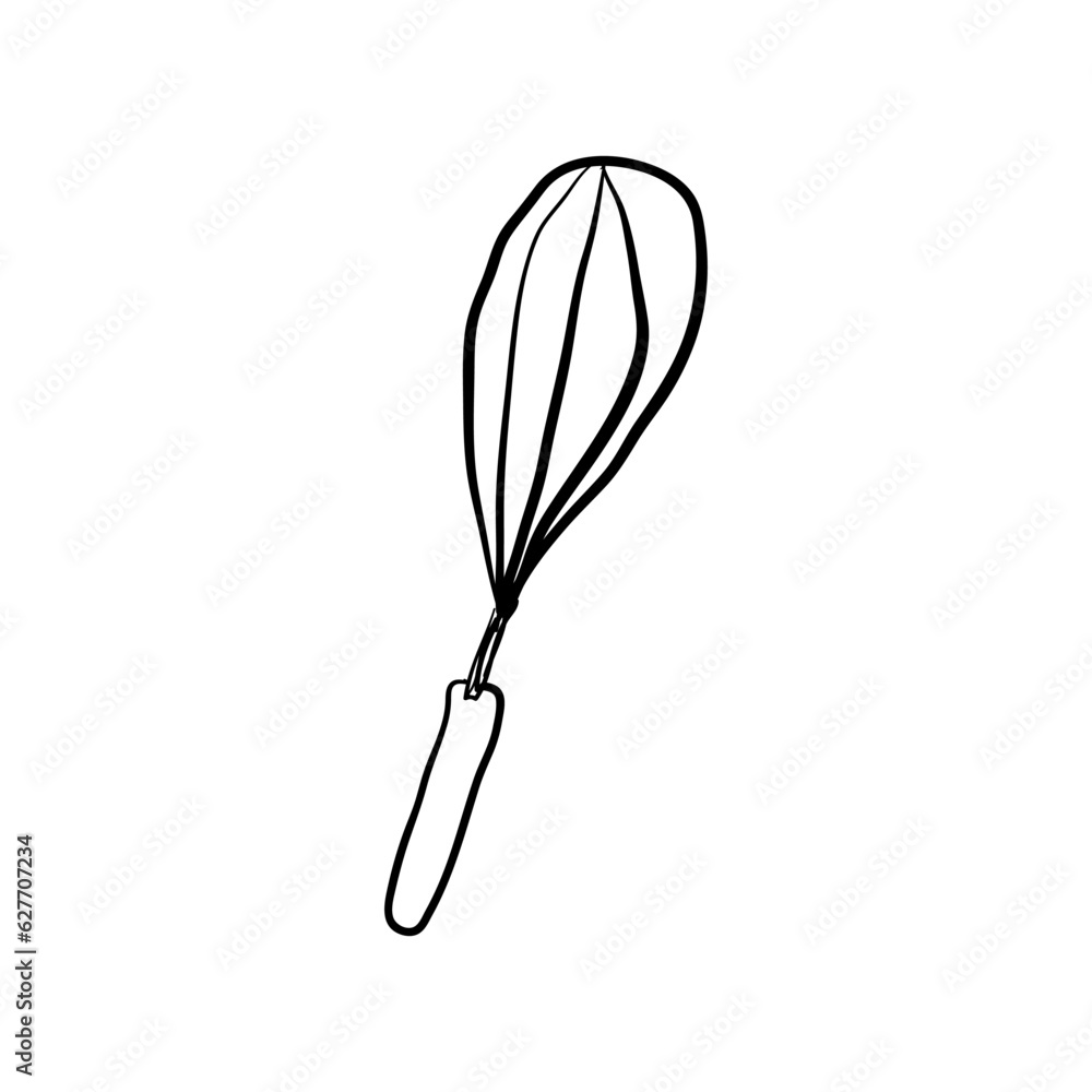 Fototapeta premium Doodle wire whisk icon in vector. Hand drawn wire whisk icon in vector