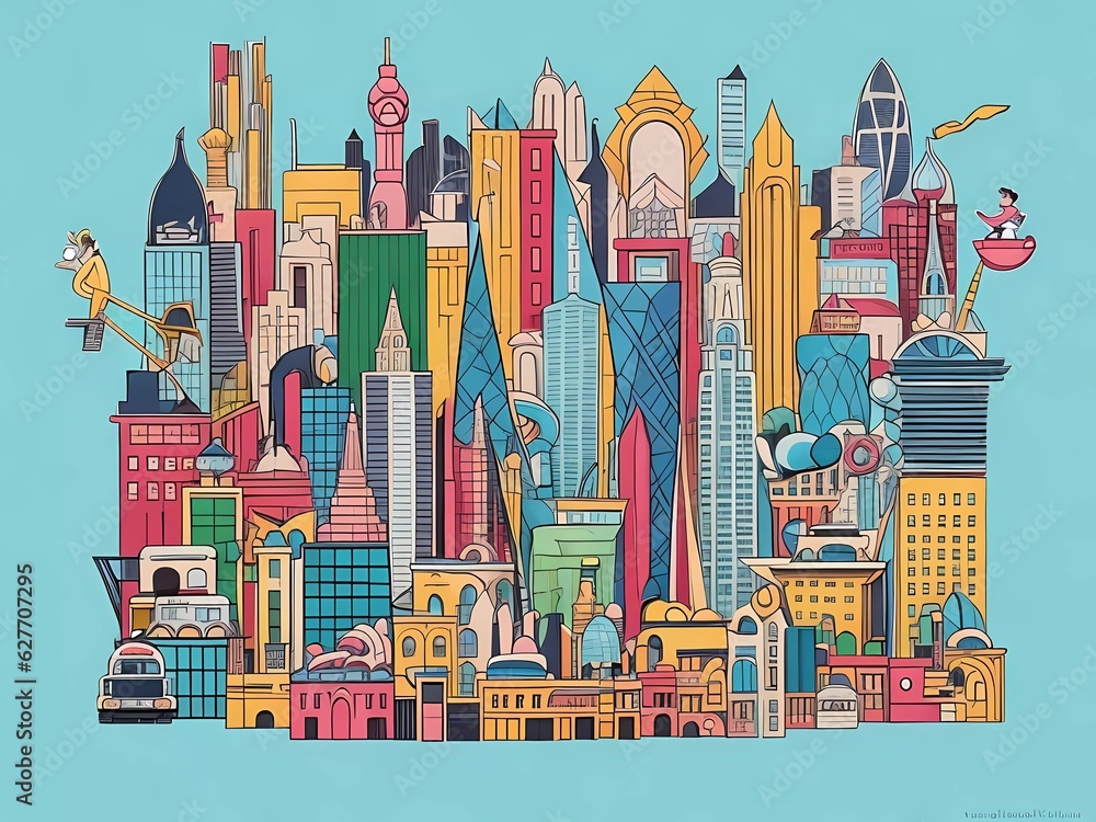 City Dreams Come to Life: Elevate Your Designs with an Urban Skylines Seamless Background! Pattern Texture