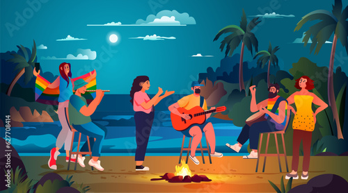 group of musicians playing music instruments outdoor lgbt rainbow flag gay lesbian transgender love