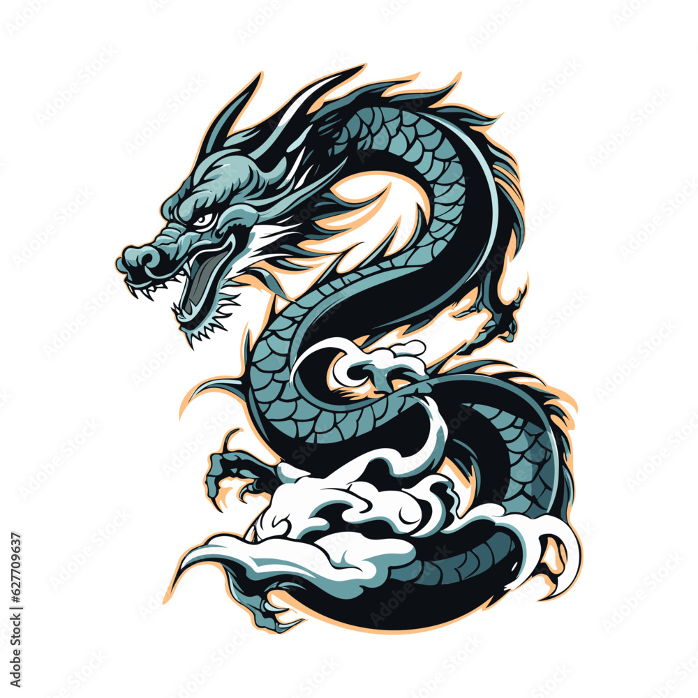 Dragon vector illustration, dragon icon, isolated on white background. Dragon vector illustration, dragon icon, isolated on white background.