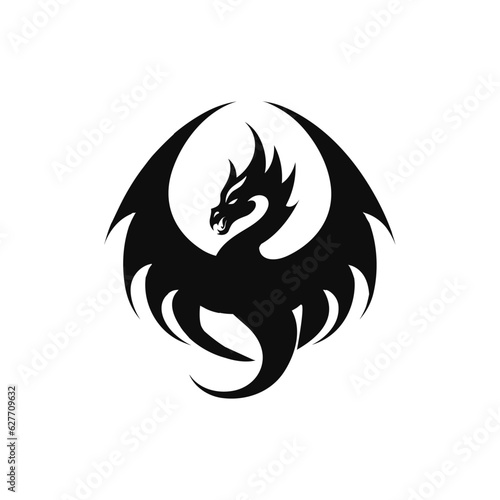 Dragon vector illustration, dragon icon, isolated on white background.