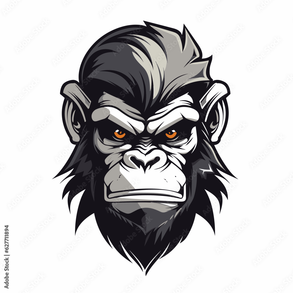 Obraz premium Esport vector logo chimpanzee, chimpanzee icon, chimpanzee head, vector