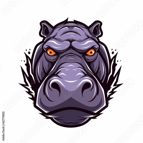 Esport vector logo hippopotamus, hippopotamus icon, hippopotamus head, vector