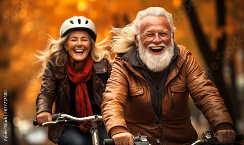 Active Seniors: Bicycle Ride in Autumn