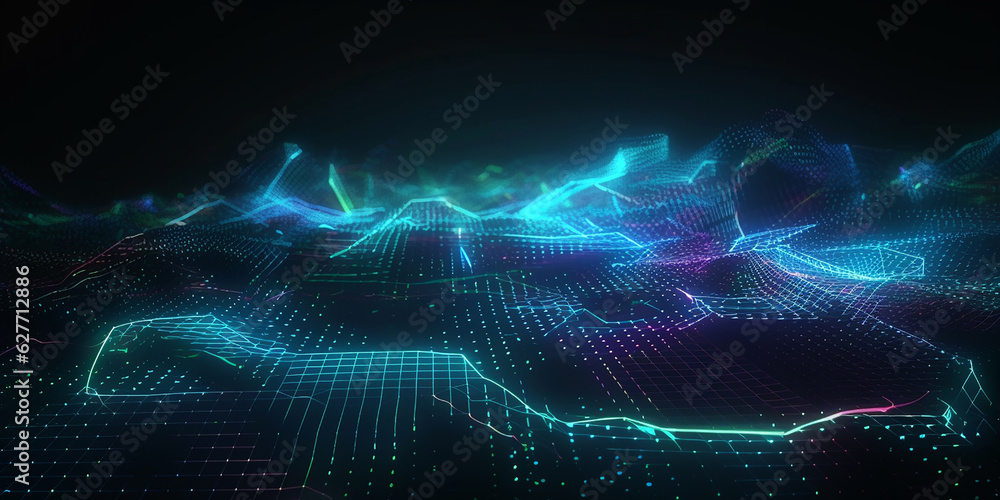 beautiful 3D hologram on a dark background. Generative AI beautiful 3D hologram on a dark background. Generative AI