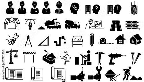 Simple vector icon collection about construction