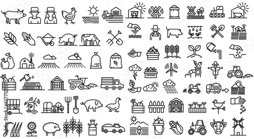 Vector icon illustration collection design about farmer and ranch