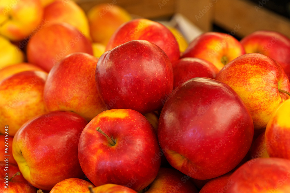Showcase with red apples. food market Showcase with red apples. food market