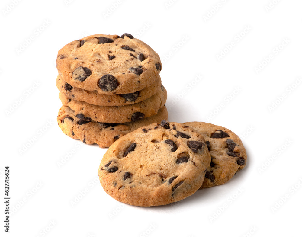 Chocolate chip cookie isolated on white background Chocolate chip cookie isolated on white background