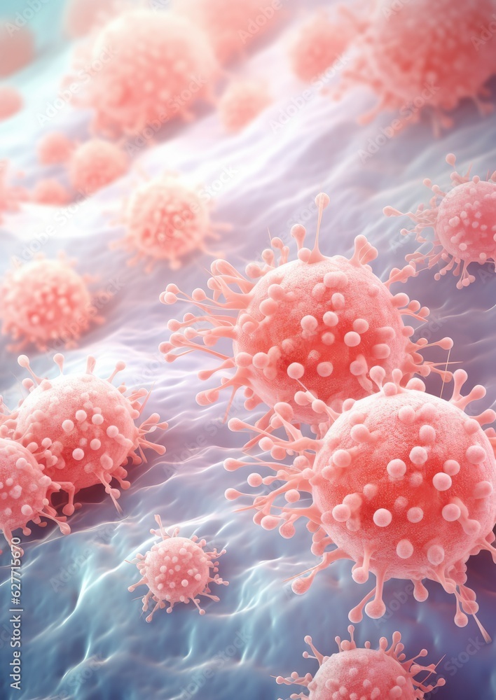Molecular structure of cancer cells under microscope, realistic macro indoor part of body. Molecular structure of cancer cells under microscope, realistic macro indoor part of body.