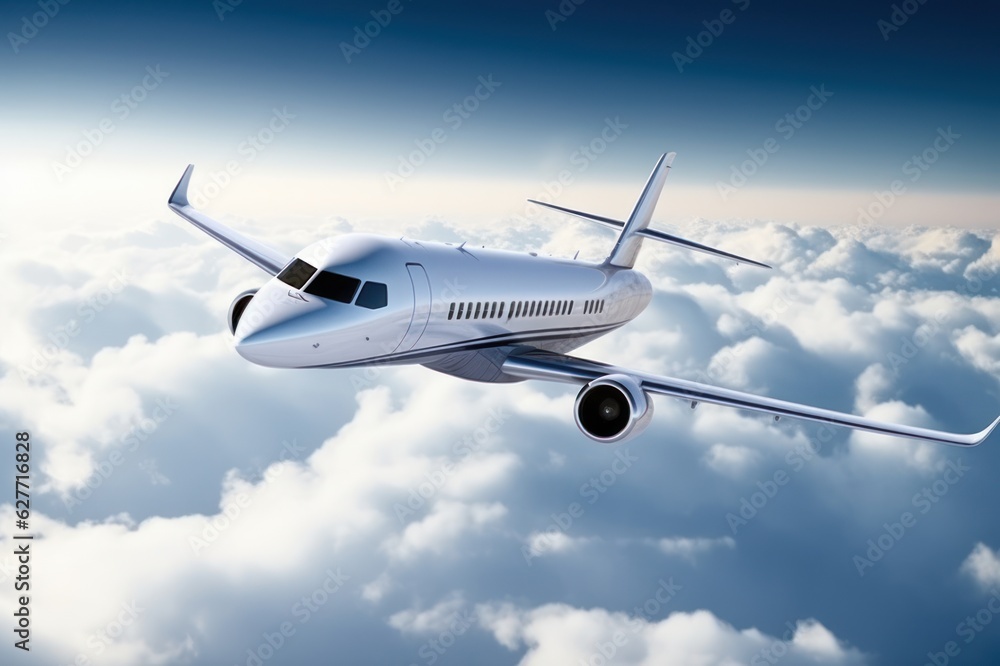 airplane flying in the blue sky, Generative AI airplane flying in the blue sky, Generative AI