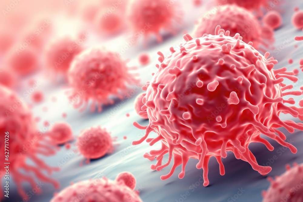 Molecular structure of cancer cells under microscope, realistic macro indoor part of body. Molecular structure of cancer cells under microscope, realistic macro indoor part of body.