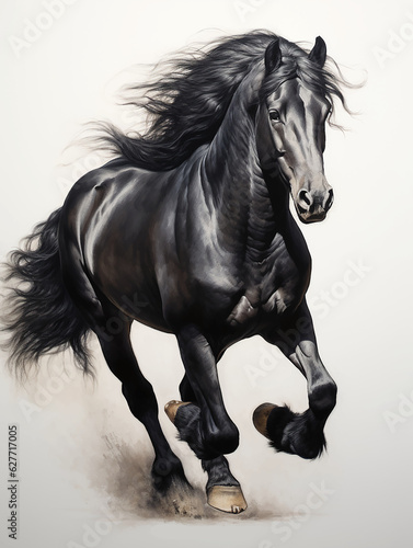 Black horse mane tail hooves an animal is a friend of a person  a pet