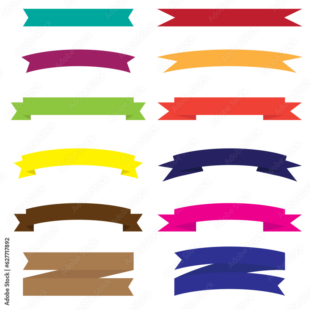 Set of colorful and shapes ribbon banners vector illustration