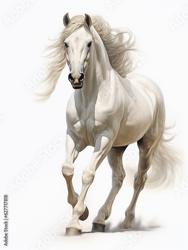 White horse mane tail hooves an animal is a friend of a person  a pet